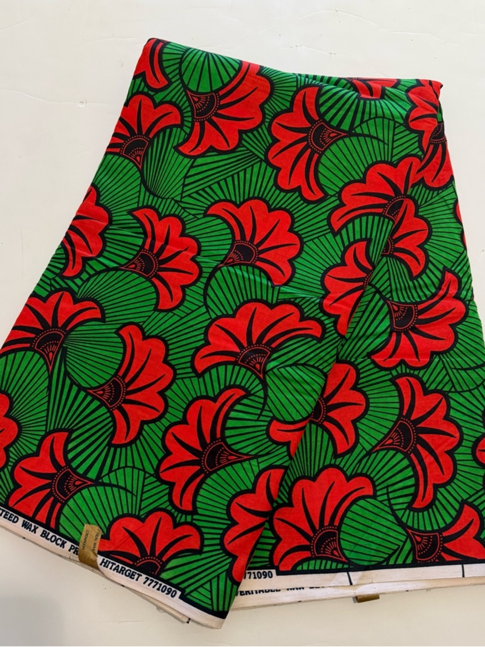Vibrant Green & Red Floral Print Wedding Flowers Print Cotton Fabric